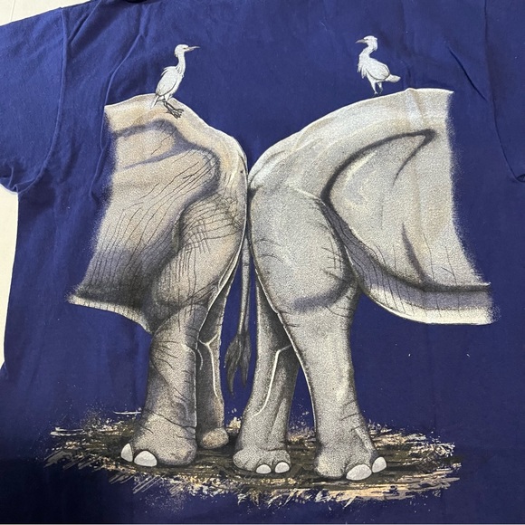 Vintage single stitch tshirt size medium elephant nature print 1992 Hanes Usa - Picture 7 of 11